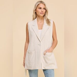 Linen Blend Side Strap Vest